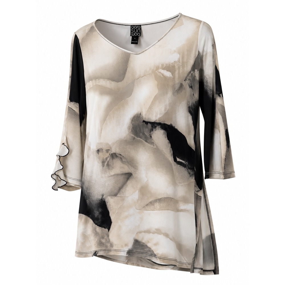 Clara Sun Woo Abstract‎ Watercolor Tunic Top Women's Large Artsy Career